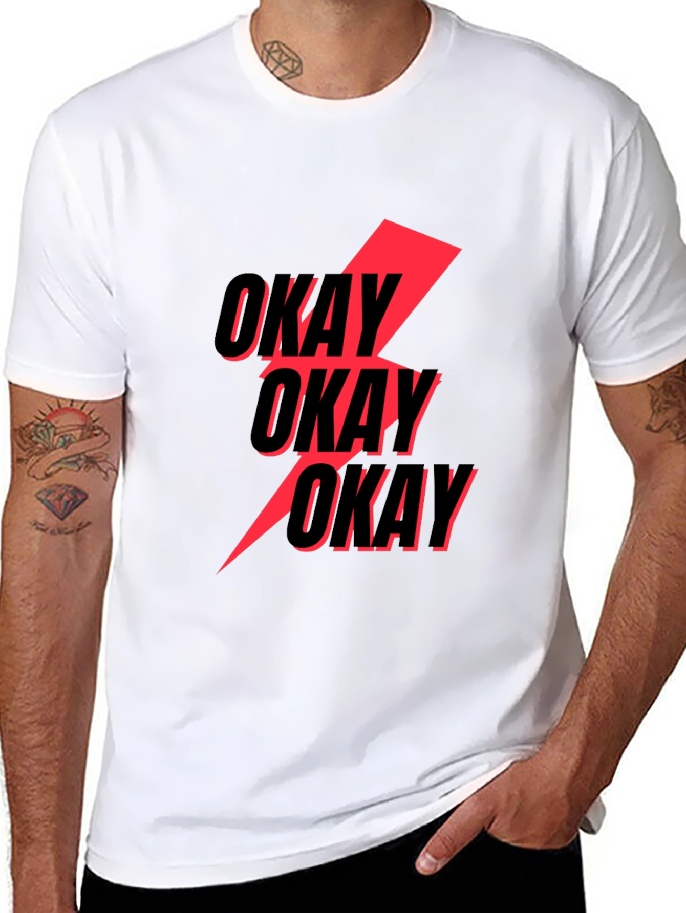 Okay Lightning Bolt Graphic Tee - Black