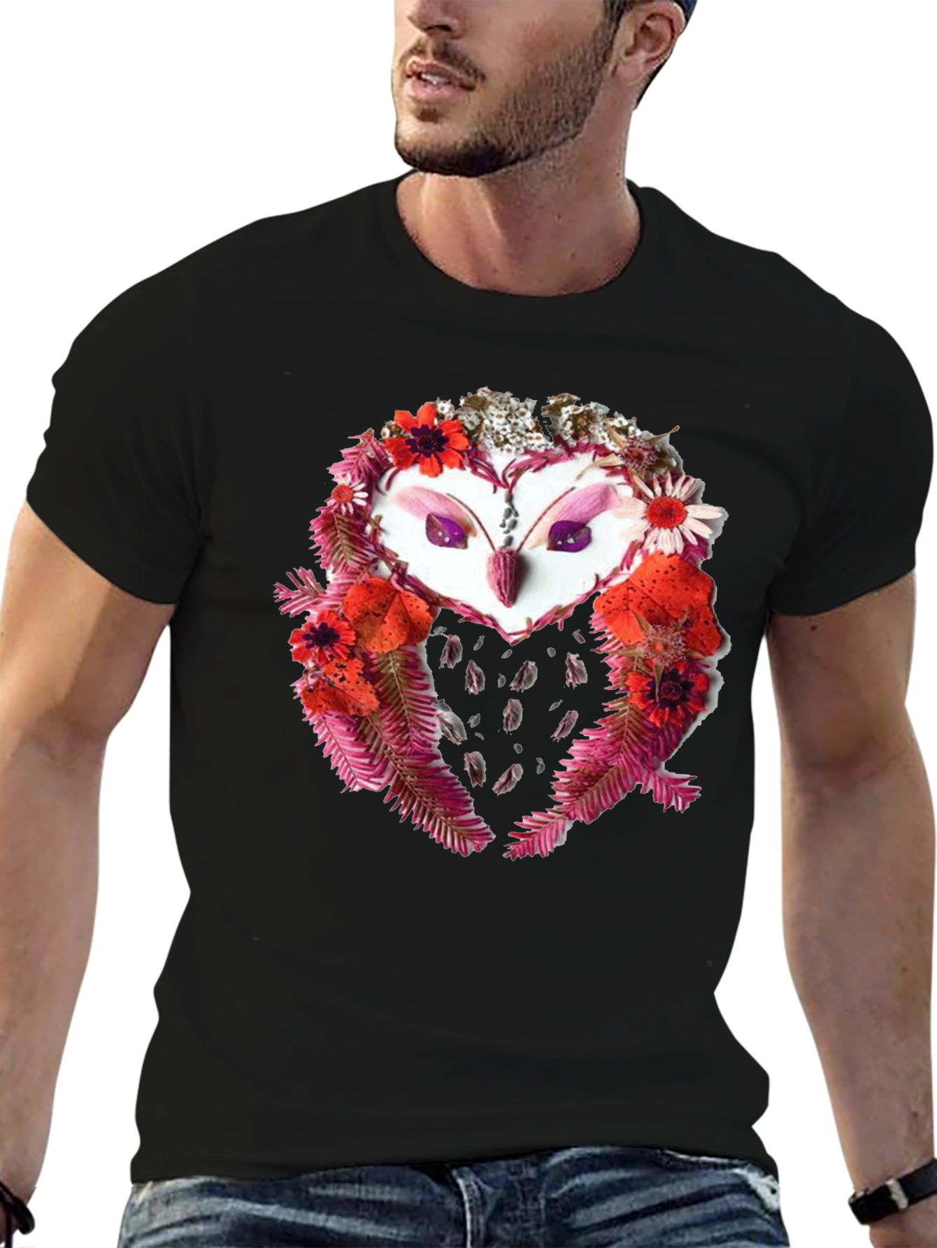 Floral Owl Graphic Tee - Unique Design