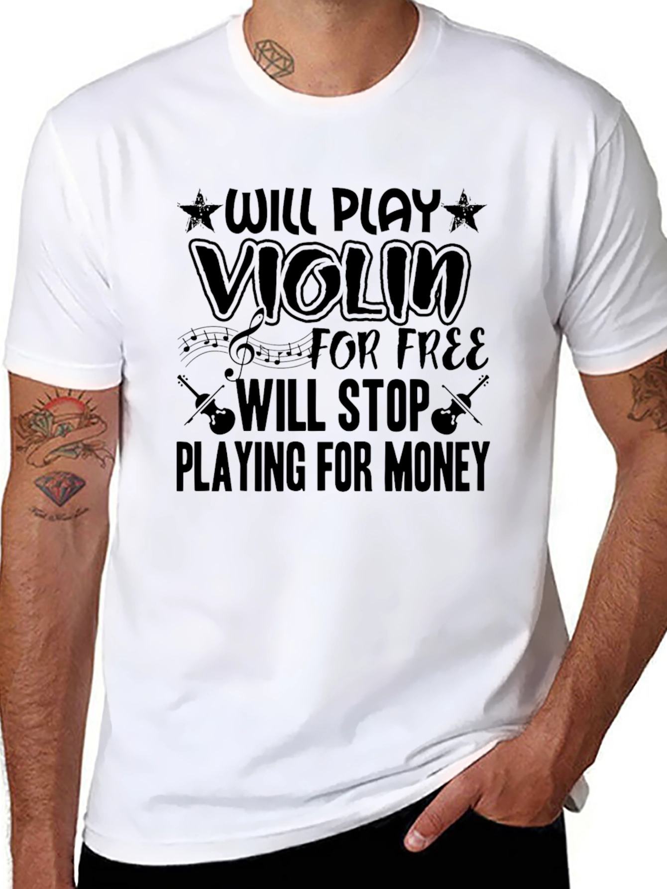Violin Player Novelty Graphic T-Shirt