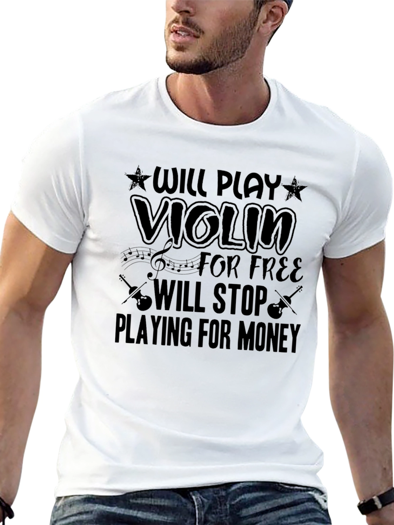 Violin Player Novelty Graphic T-Shirt