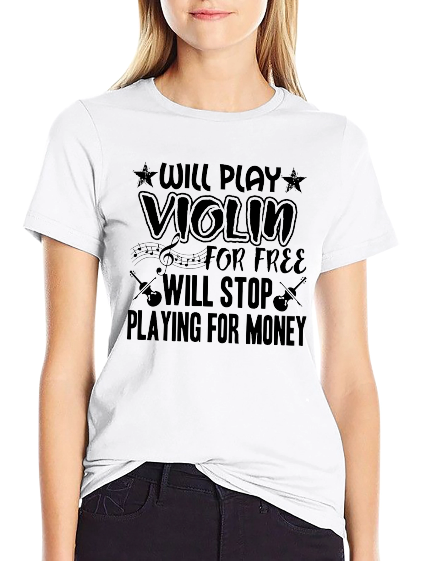 Violin Player Novelty Graphic T-Shirt