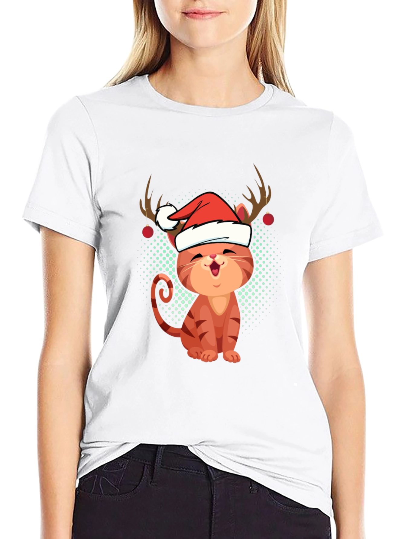 Festive Cat Tee - Christmas Holiday Apparel