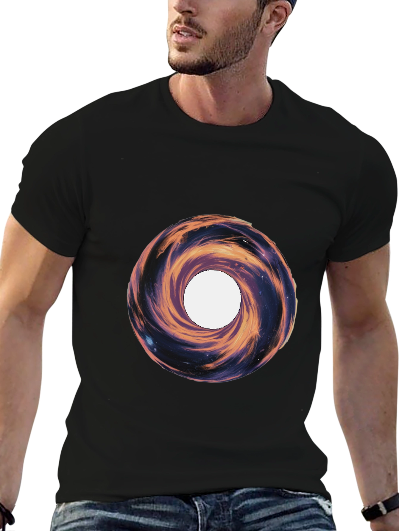 Cosmic Vortex Graphic Tee - Black