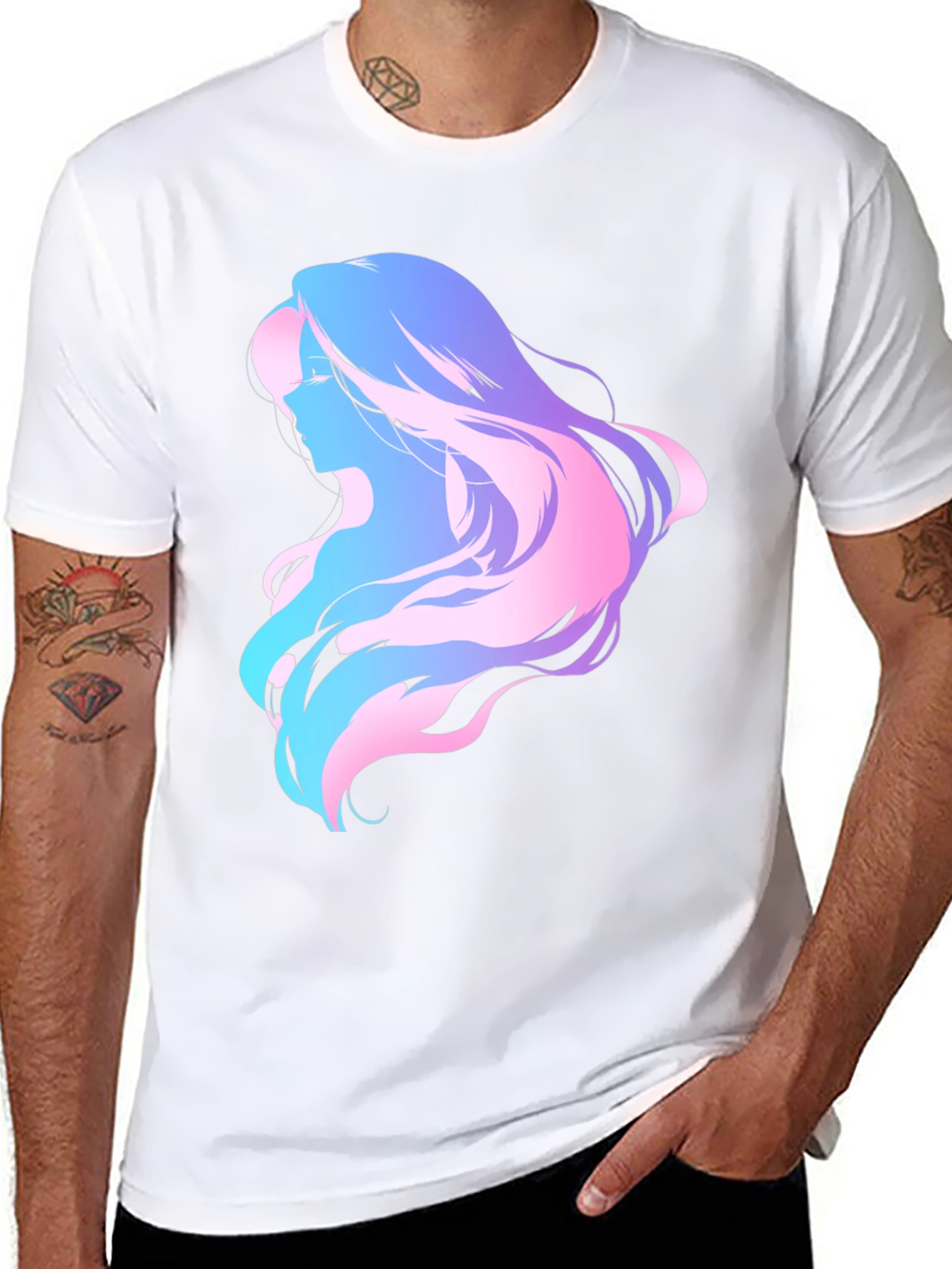 Abstract Woman Graphic Tee - Black Cotton Comfort