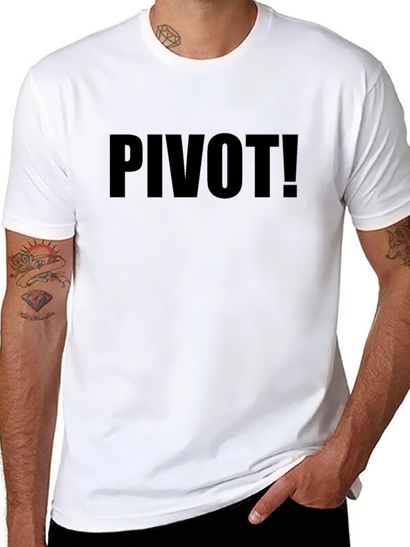 Pivot! Funny Black Graphic Tee Shirt