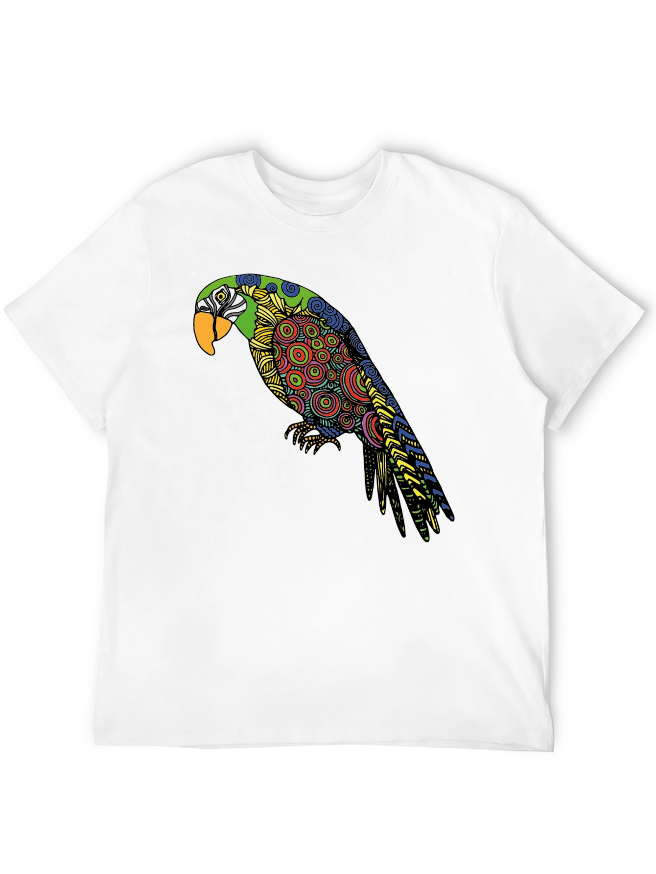 Black Parrot Graphic Tee - Stylish Crew Neck T-Shirt