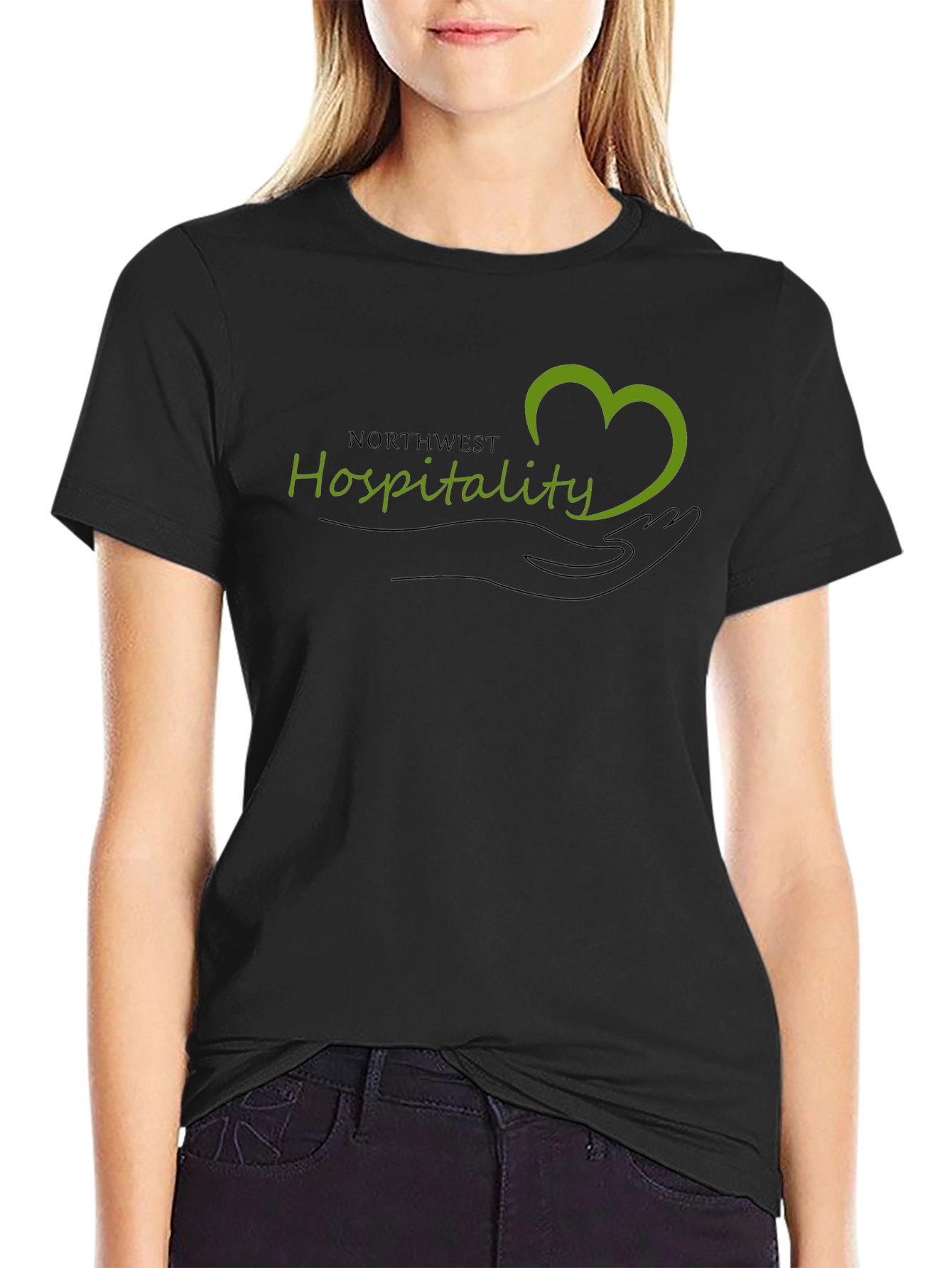 Northwest Hospitality Heart Graphic Black T-Shirt