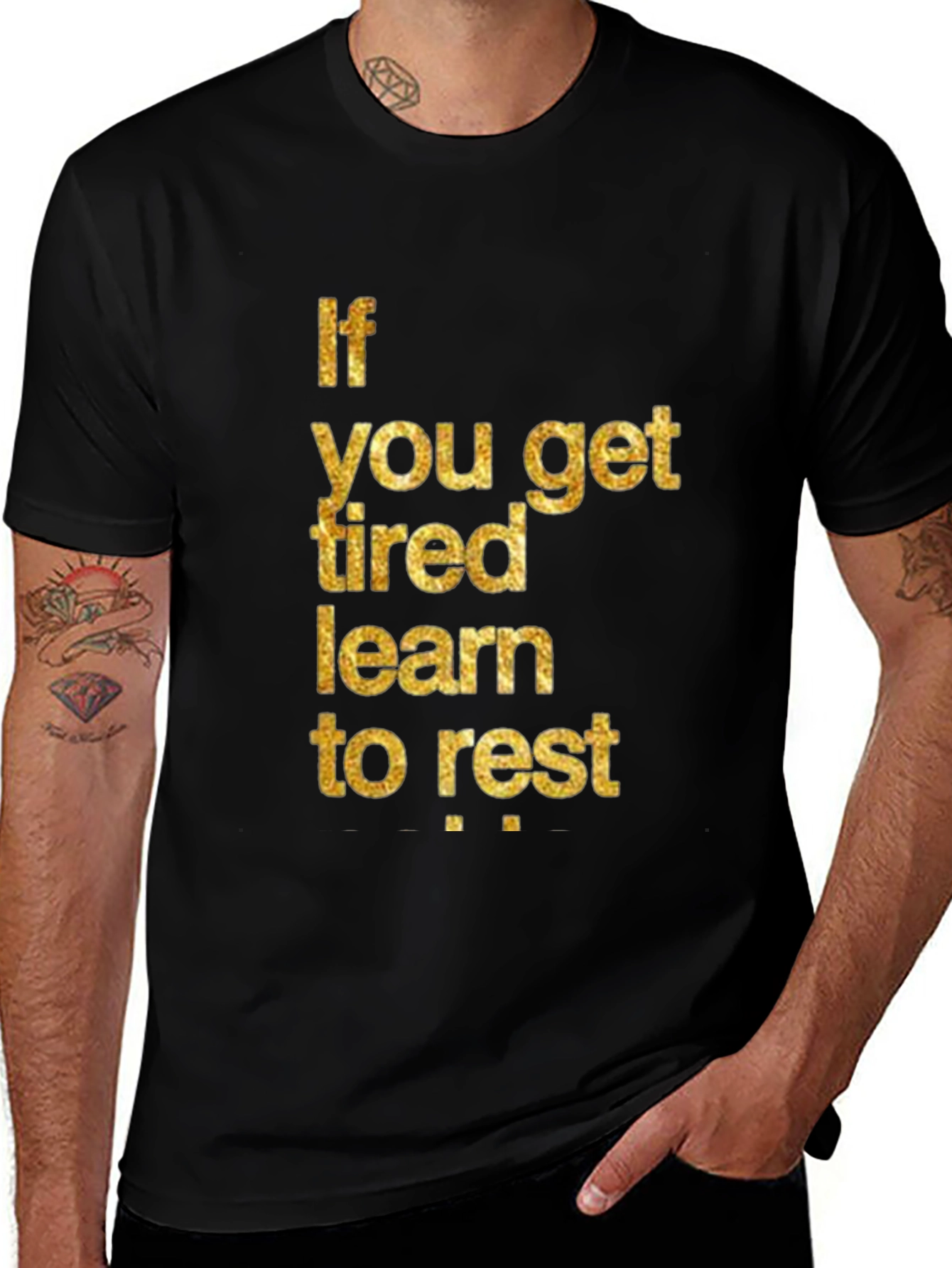 Inspirational Learn to Rest Black T-Shirt