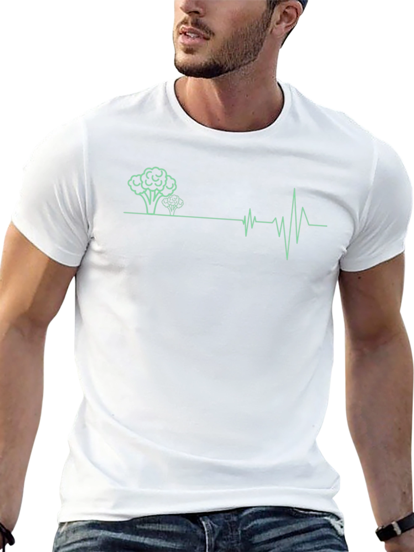 Broccoli Brain Heartbeat Tee - Quirky Vegetarian Style