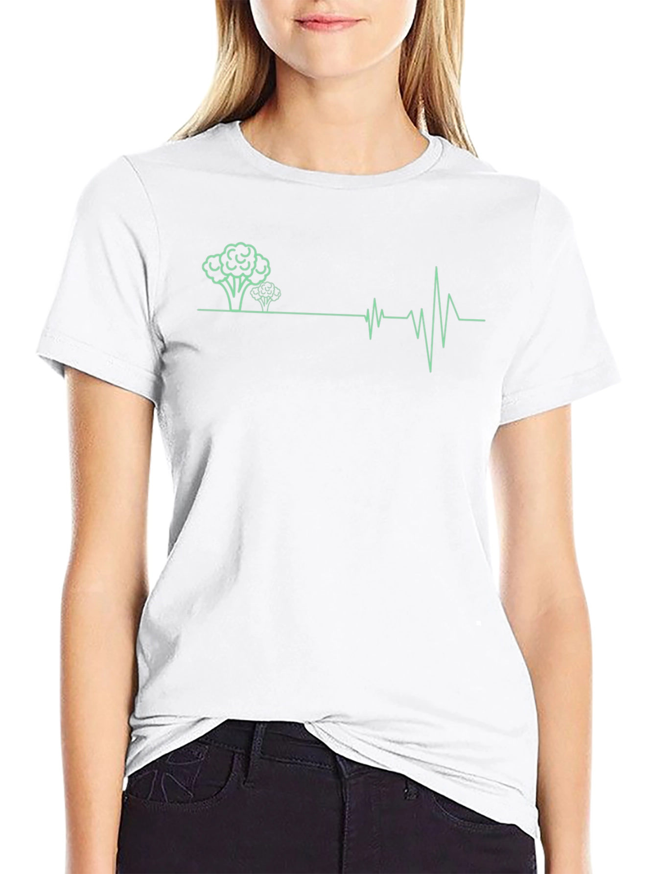 Broccoli Brain Heartbeat Tee - Quirky Vegetarian Style