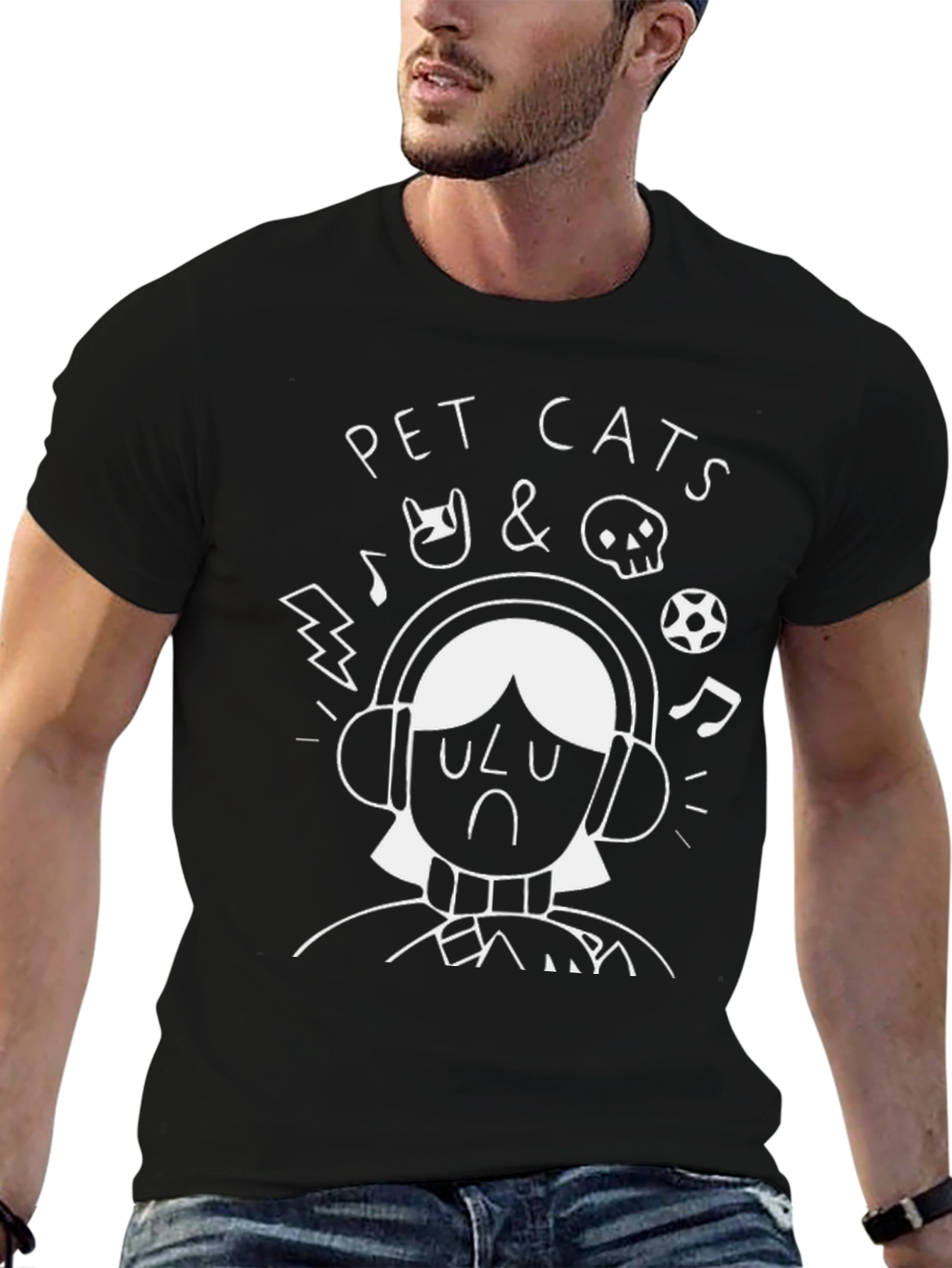 Pet Cats & Skull Graphic Tee