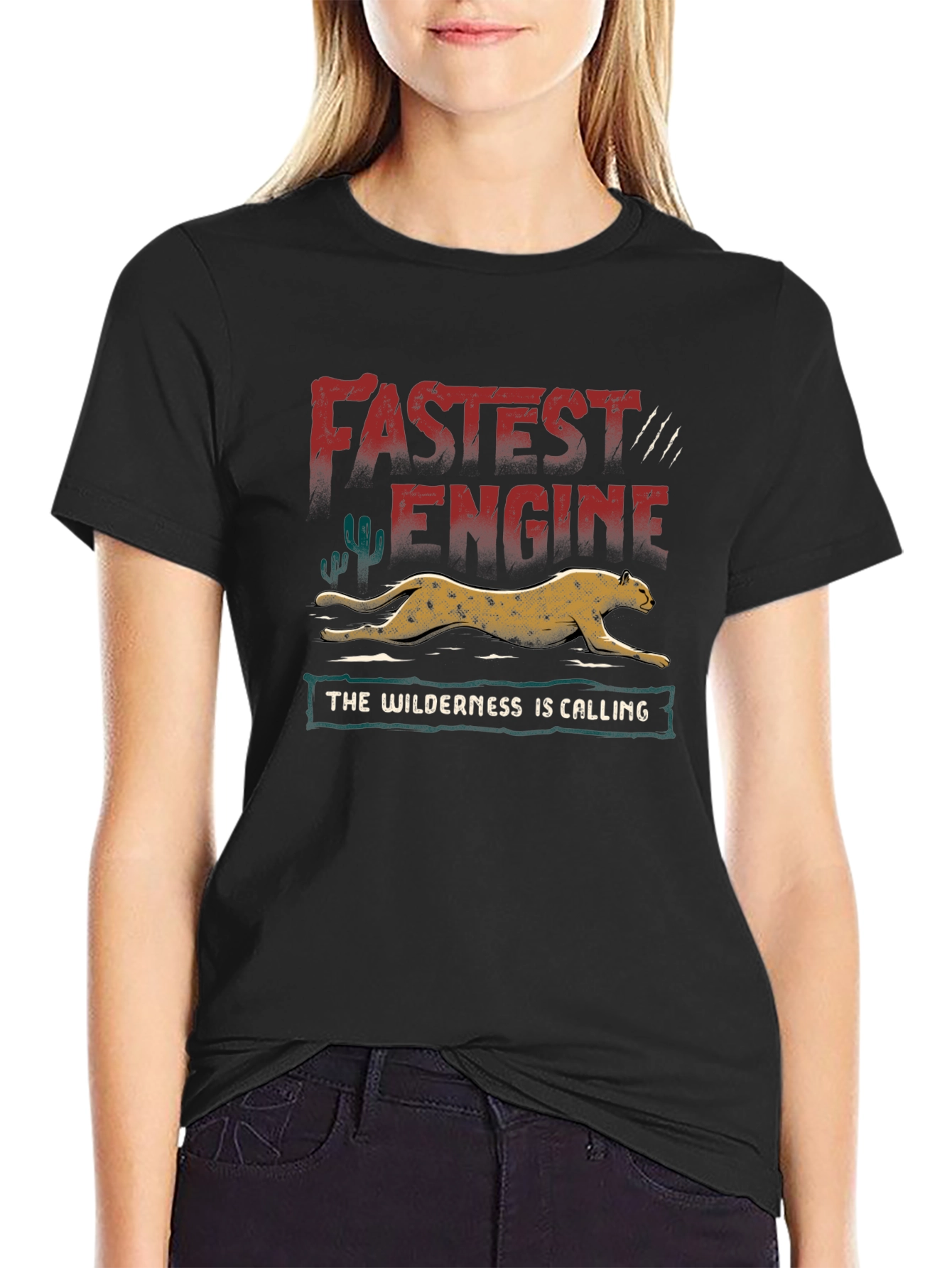 Fastest Engine Cheetah Graphic T-Shirt