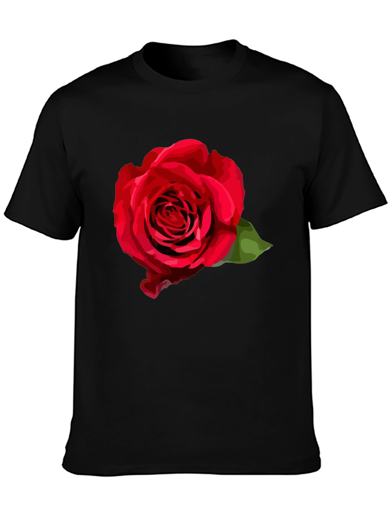 Red Rose Graphic T-Shirt - Stylish Black Tee