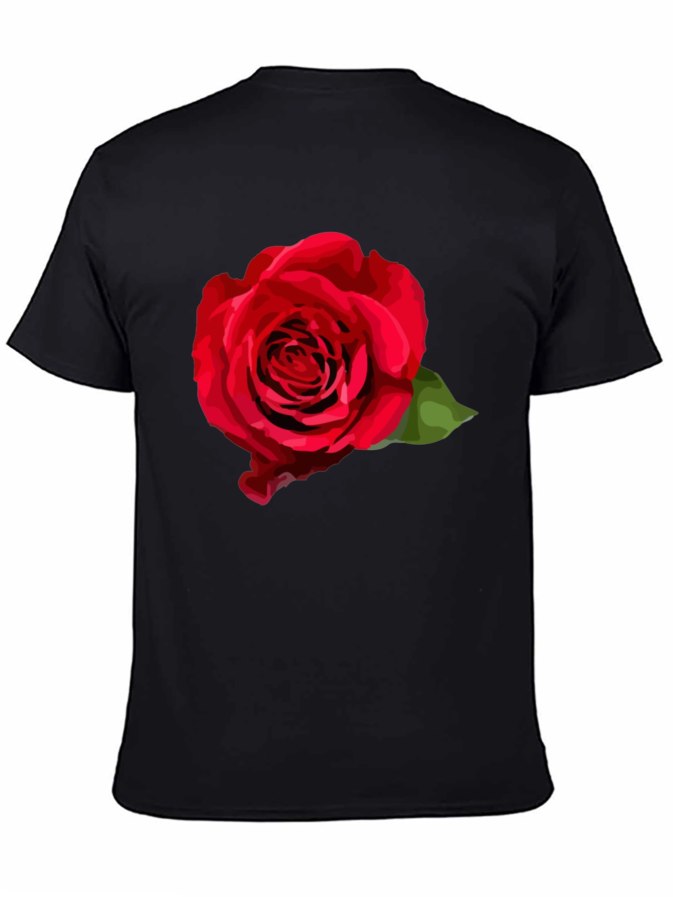 Red Rose Graphic T-Shirt - Stylish Black Tee
