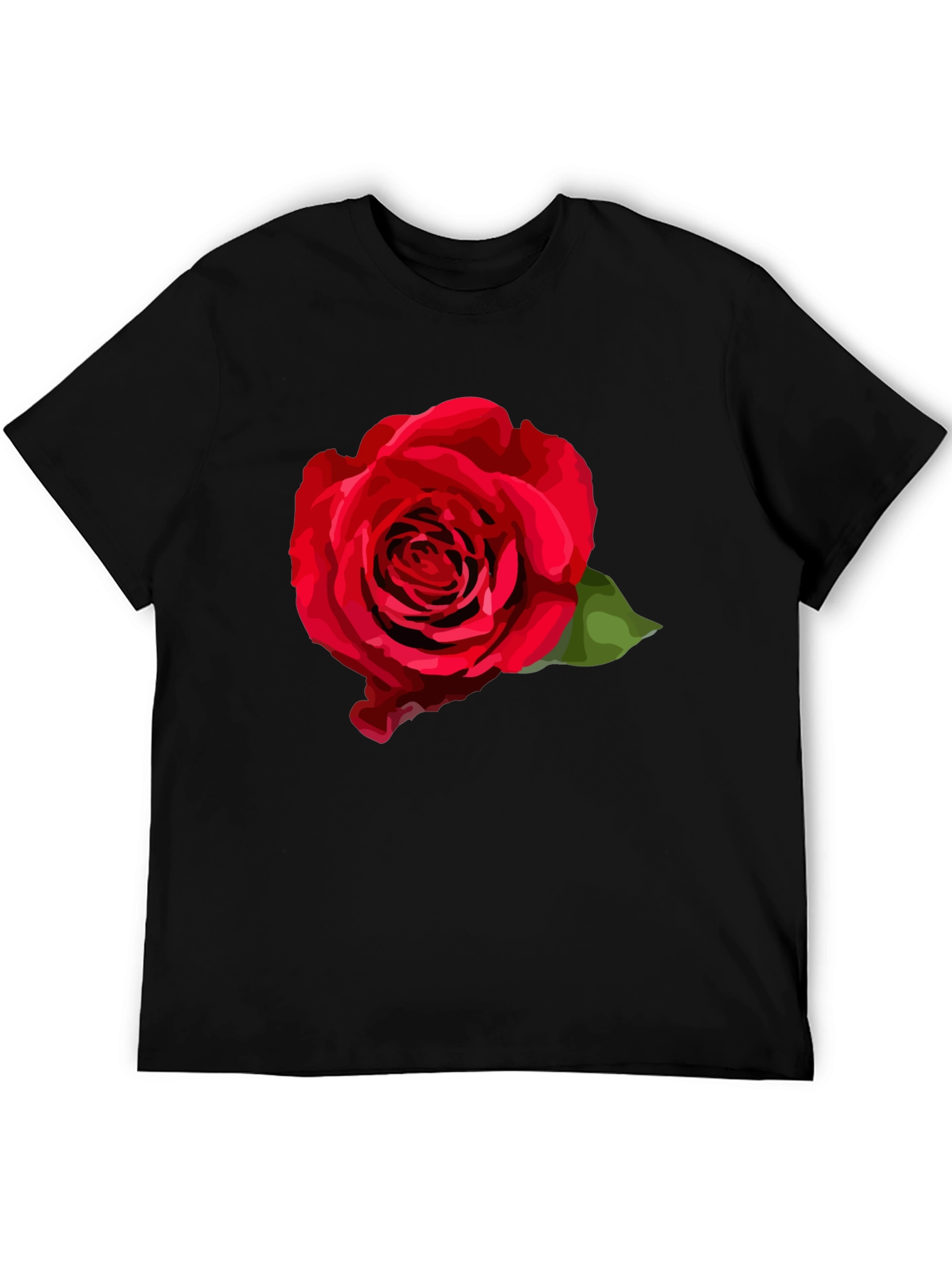 Red Rose Graphic T-Shirt - Stylish Black Tee