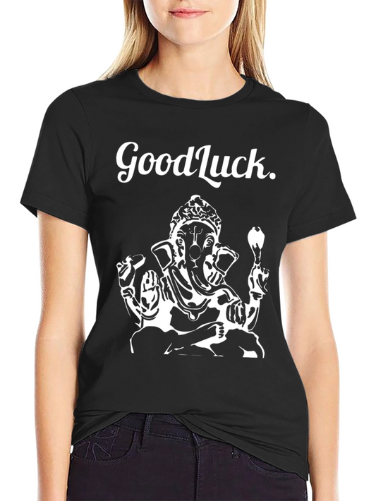 Good Luck Ganesha Graphic Tee - Black Cotton T-Shirt