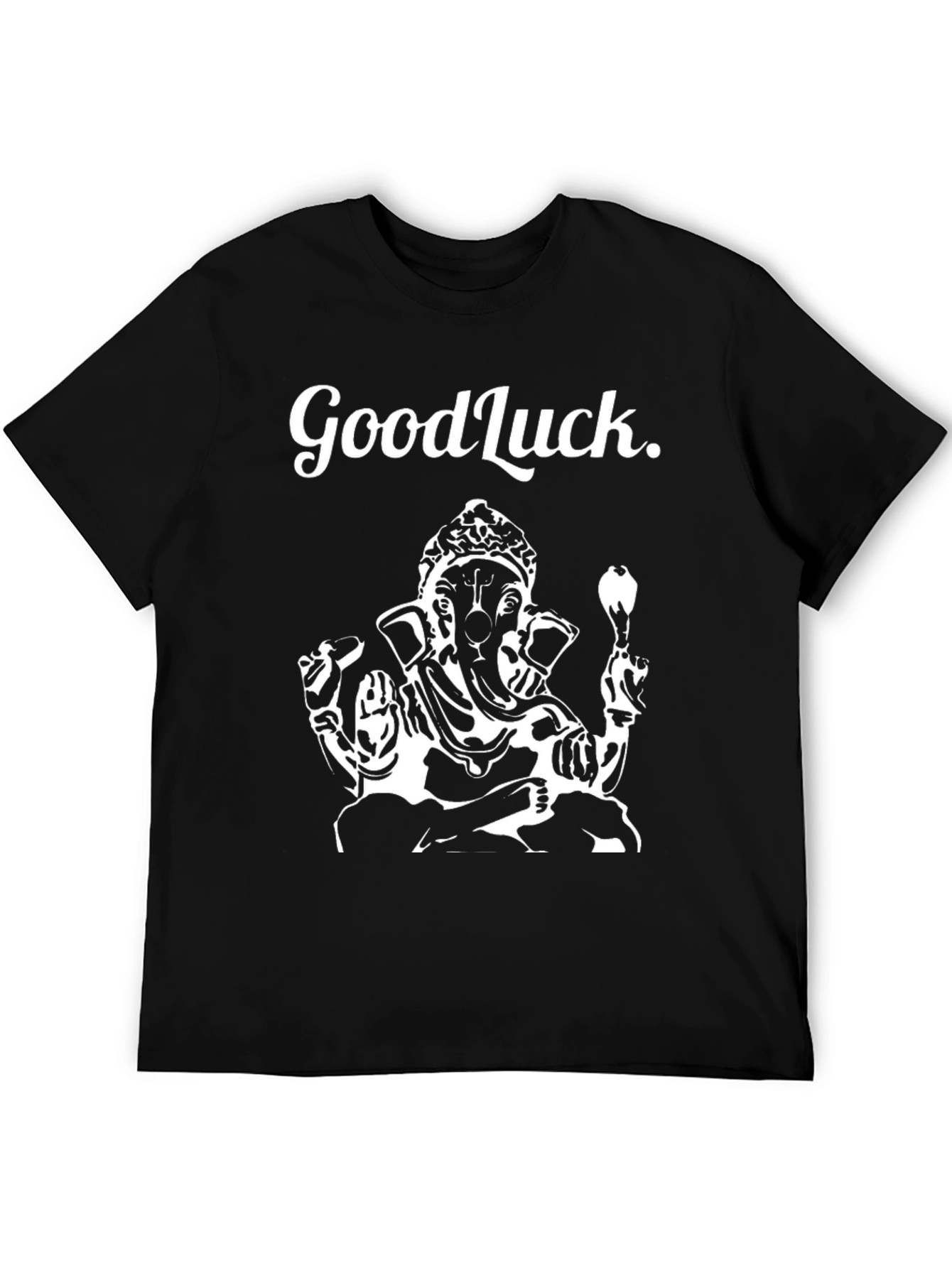 Good Luck Ganesha Graphic Tee - Black Cotton T-Shirt