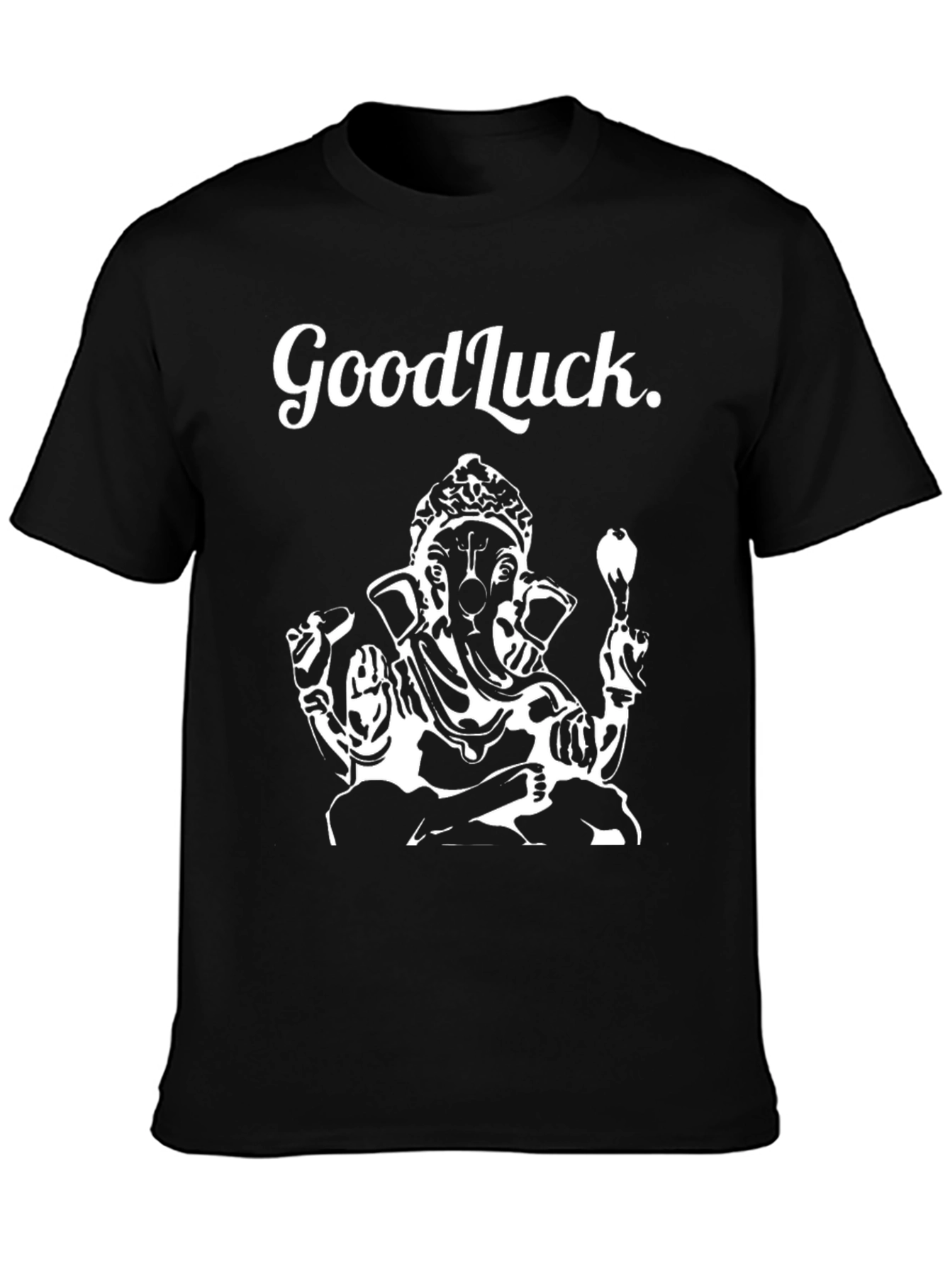 Good Luck Ganesha Graphic Tee - Black Cotton T-Shirt