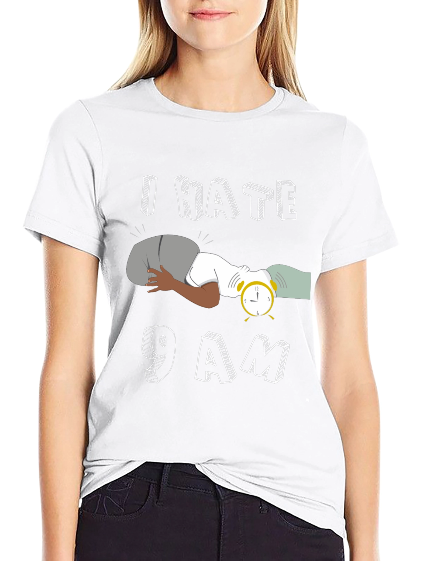 I Hate 9 AM Black T-Shirt