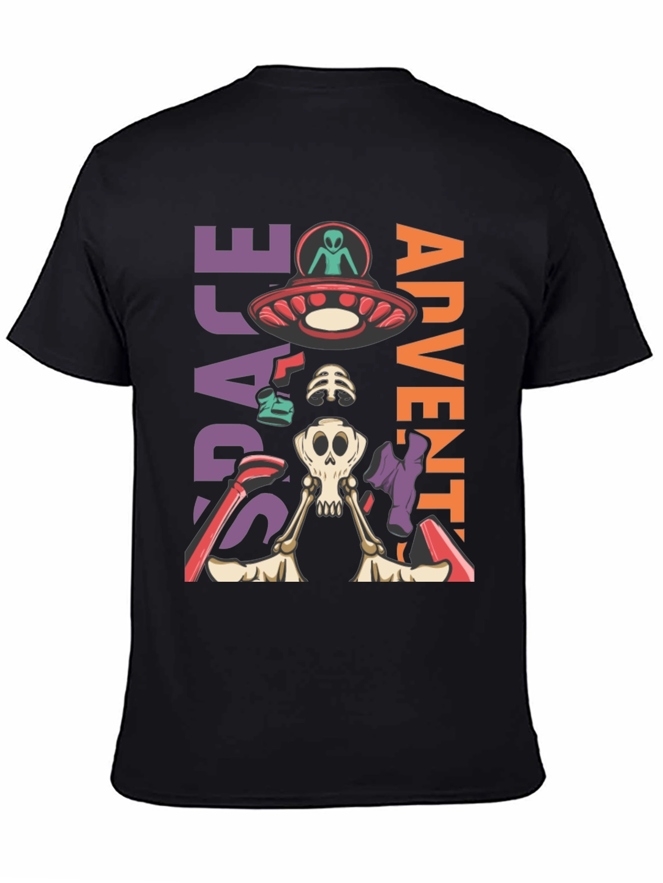 Space Adventure Skeleton Graphic T-Shirt