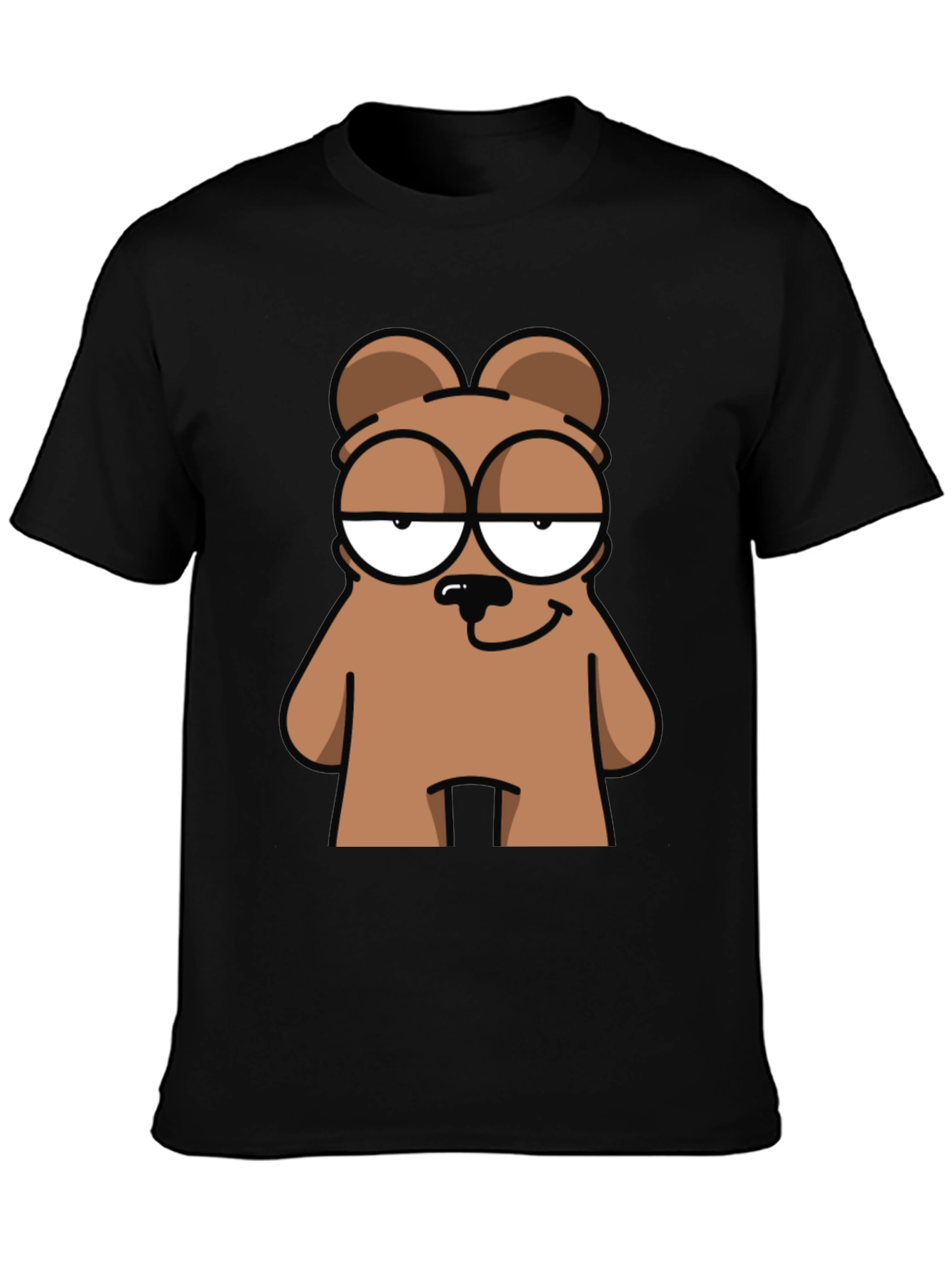 Cool Bear Cartoon Graphic Print Black T-Shirt