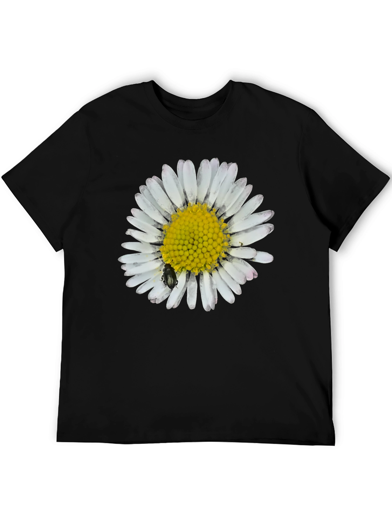 Daisy Flower Graphic T-Shirt - Black Cotton Tee