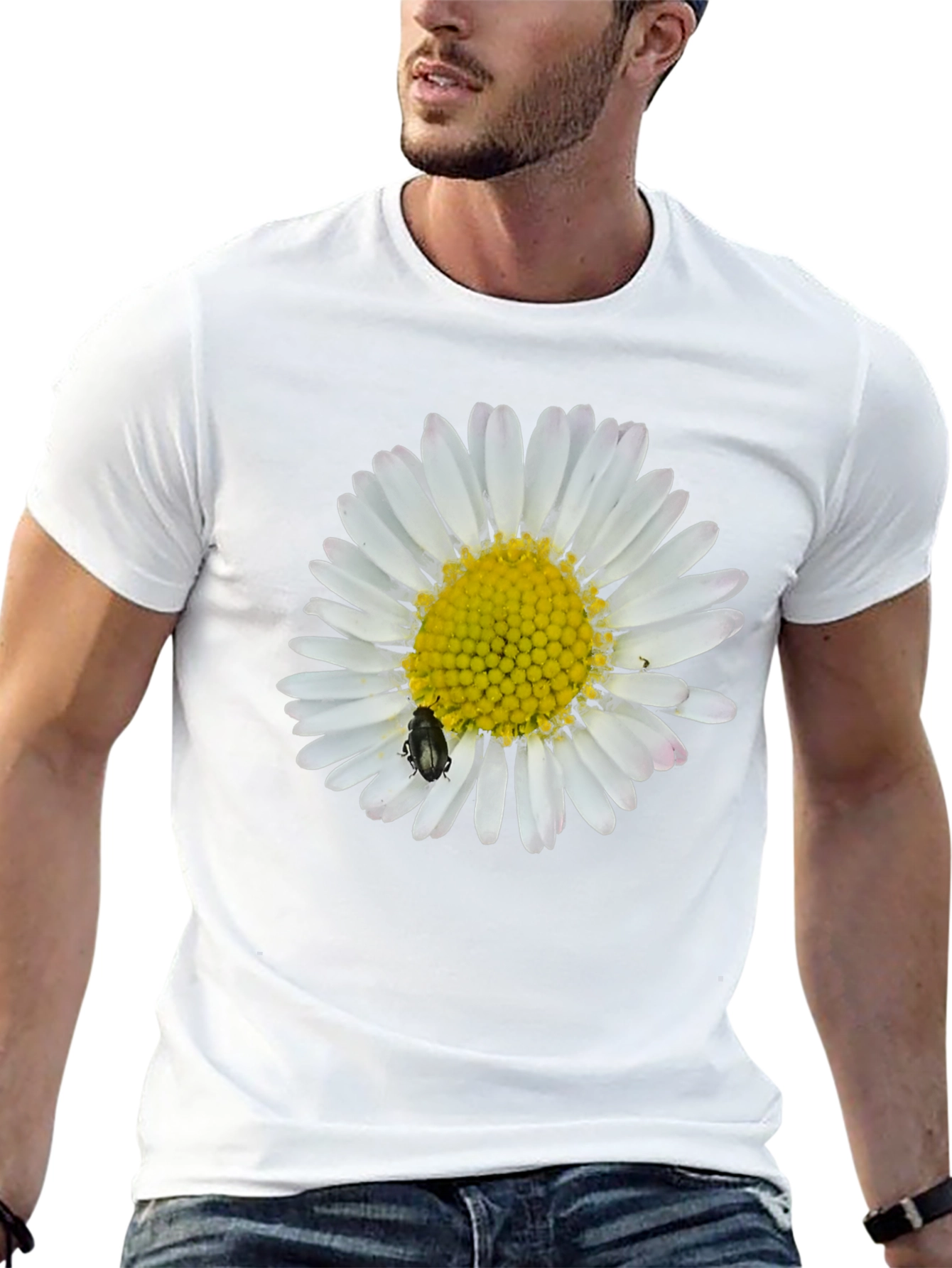 Daisy Flower Graphic T-Shirt - Black Cotton Tee