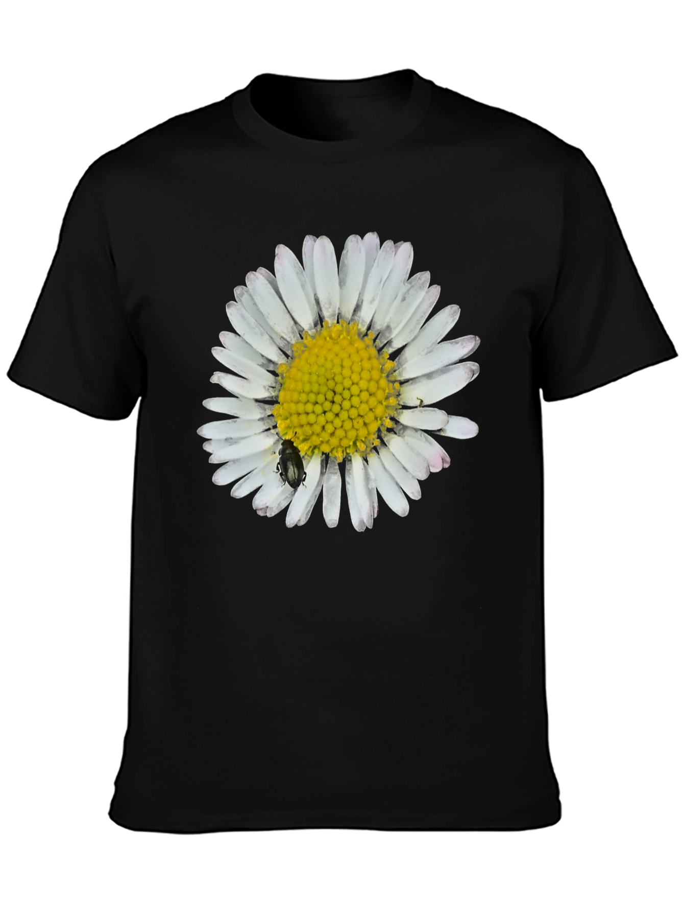 Daisy Flower Graphic T-Shirt - Black Cotton Tee
