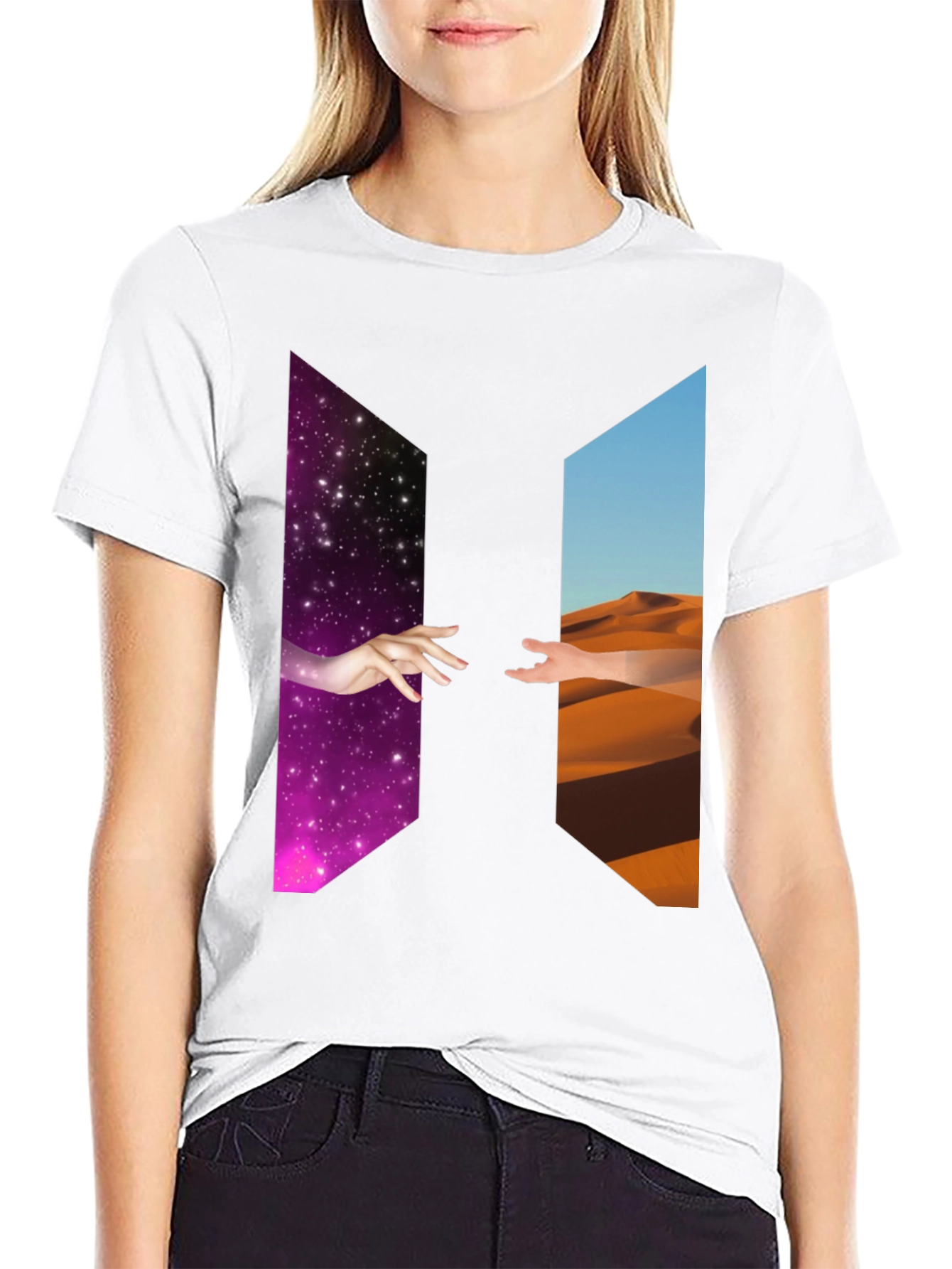 Cosmic Desert Graphic Tee - Black Cotton T-Shirt