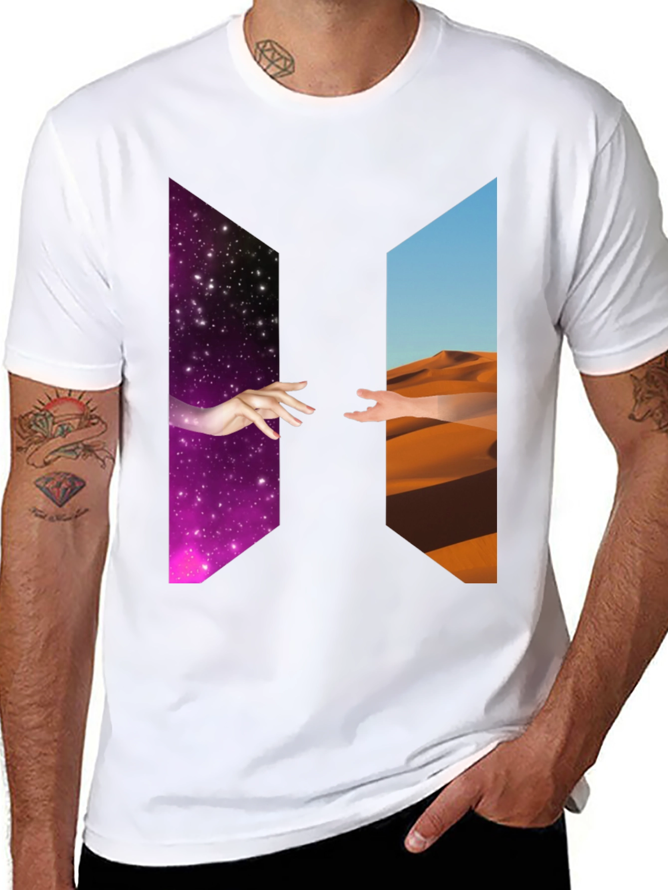 Cosmic Desert Graphic Tee - Black Cotton T-Shirt