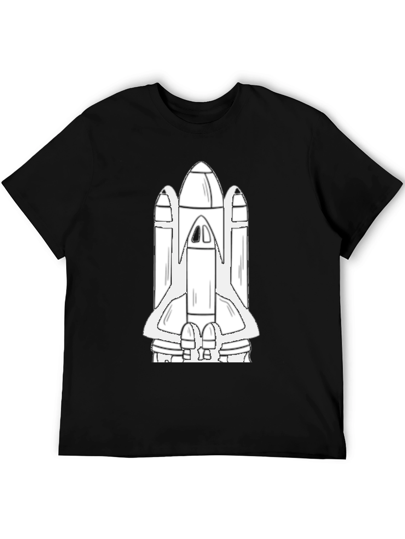 Space Shuttle Graphic Tee - Black Cotton Blend