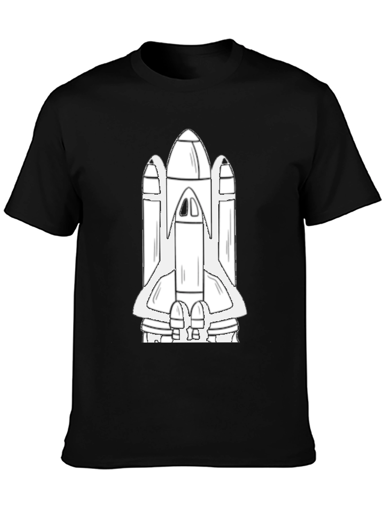 Space Shuttle Graphic Tee - Black Cotton Blend