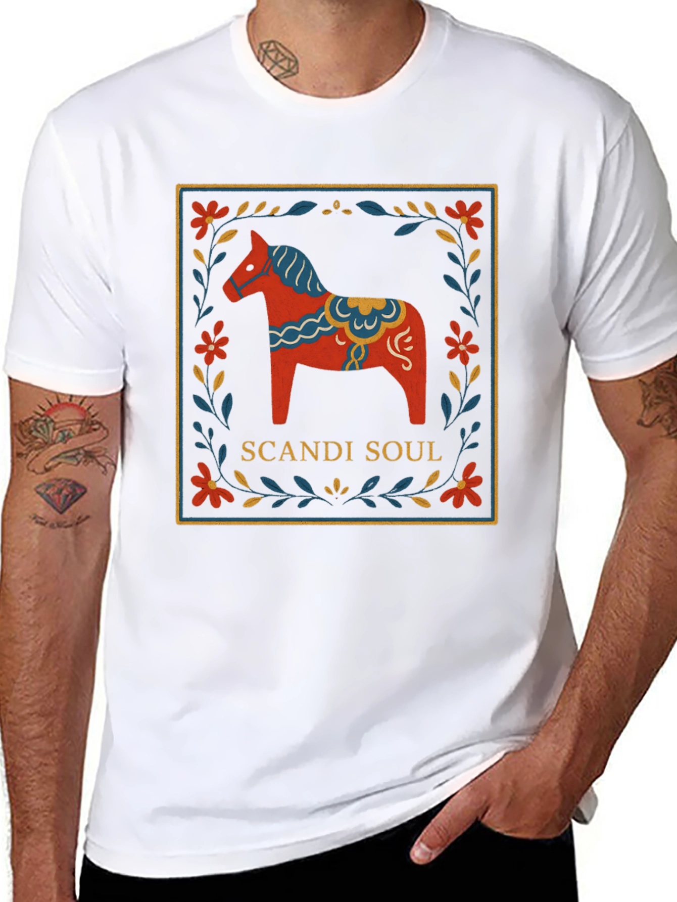 Scandi Soul Graphic Tee - Dala Horse Design