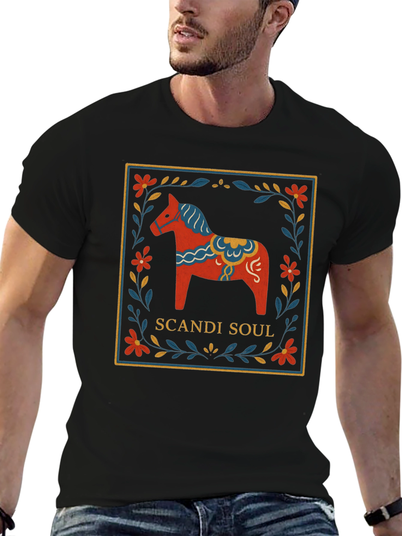Scandi Soul Graphic Tee - Dala Horse Design