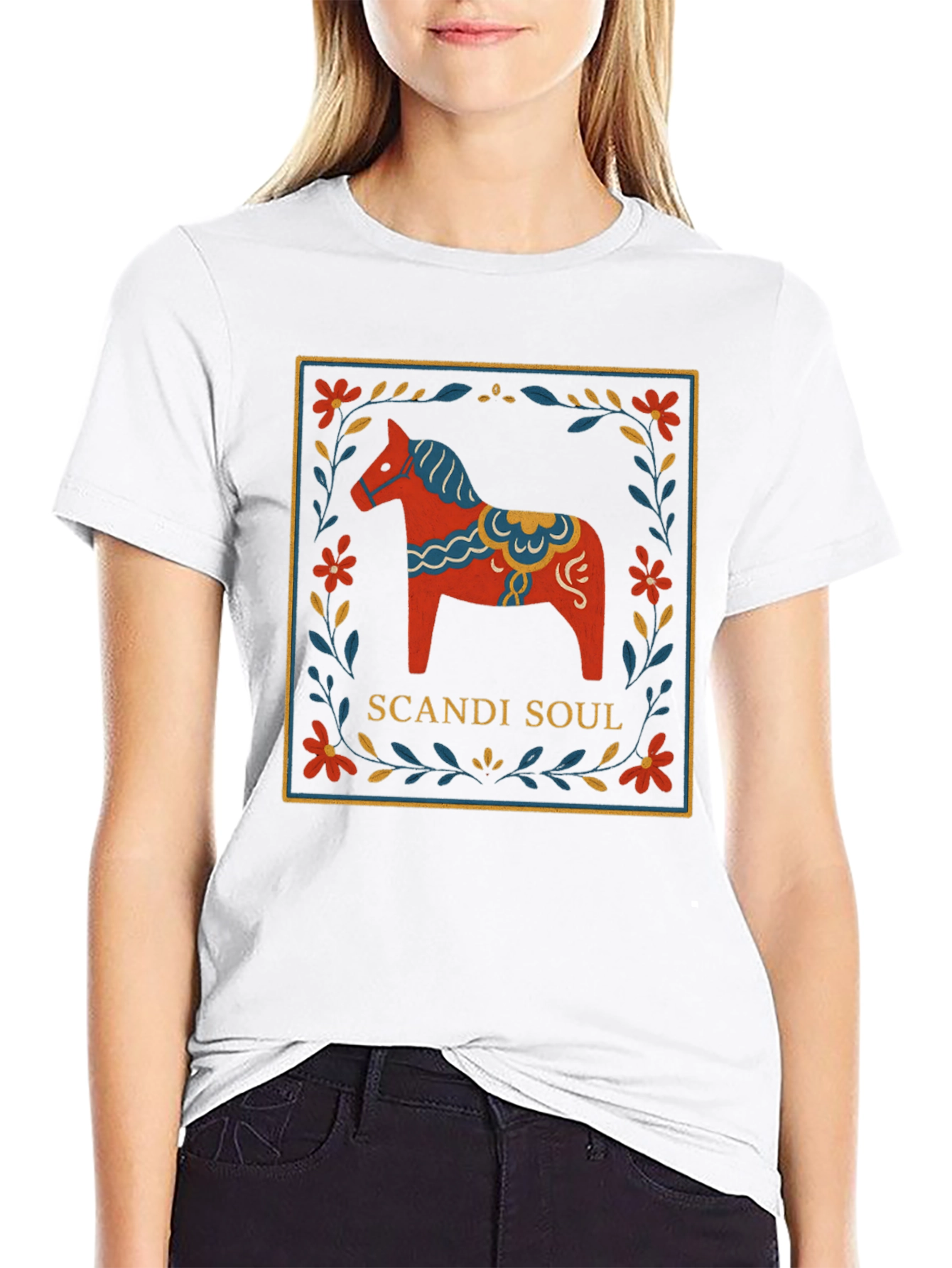 Scandi Soul Graphic Tee - Dala Horse Design