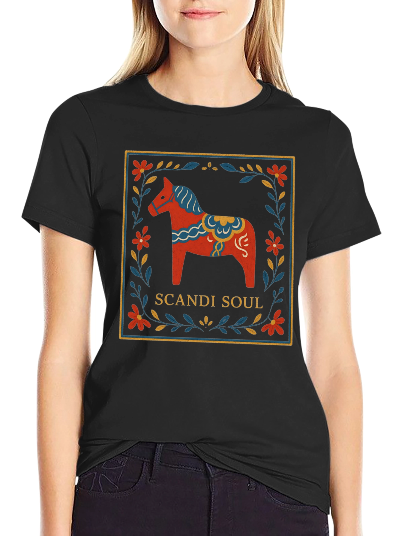 Scandi Soul Graphic Tee - Dala Horse Design