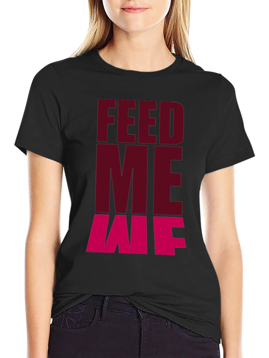 Feed Me T-Shirt - Casual Black Graphic Tee
