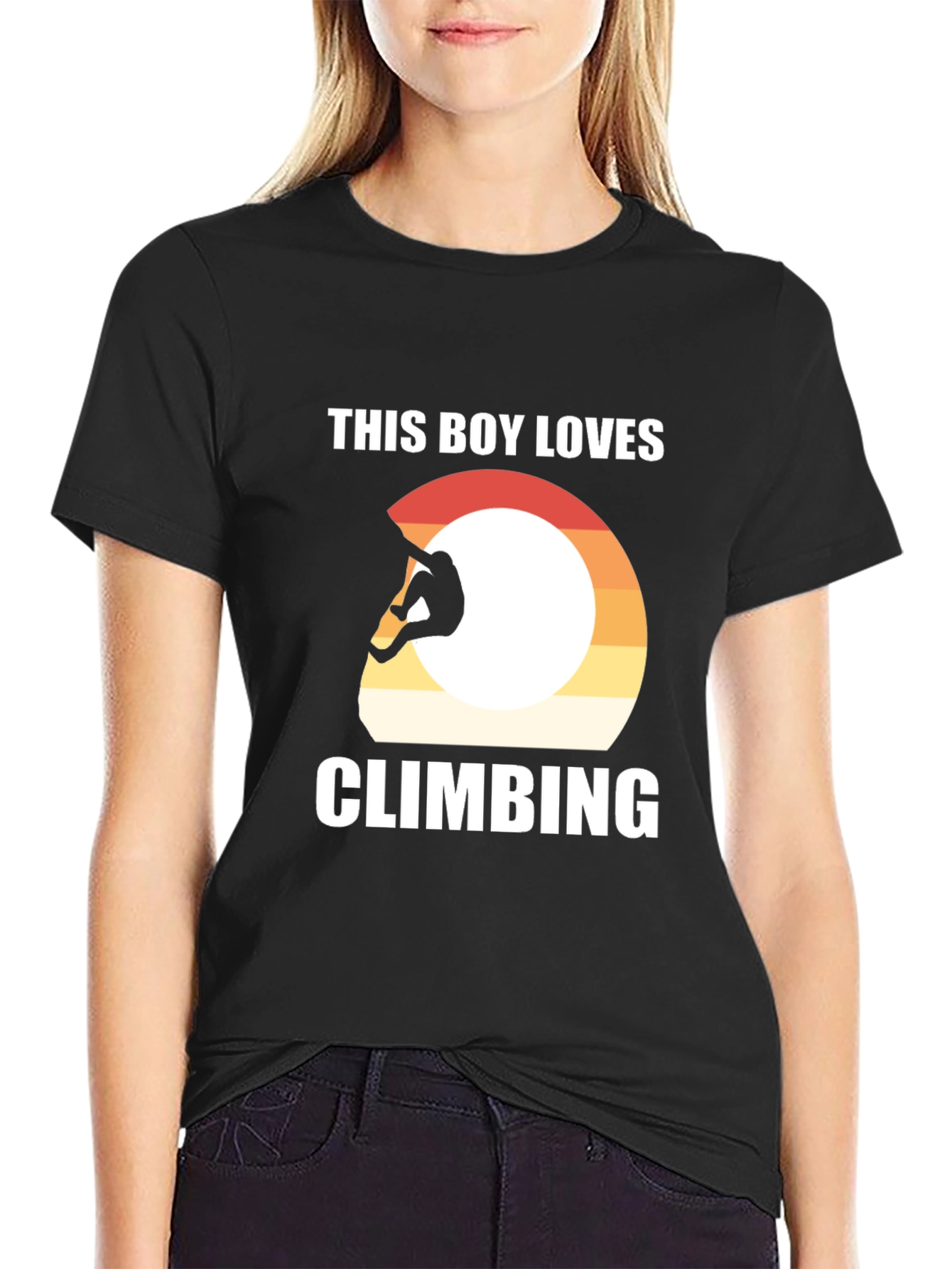 Climbing T-Shirt - This Boy Loves Climbing - Black