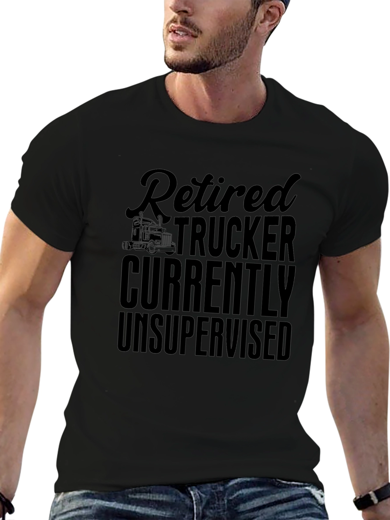 Retired Trucker Novelty Graphic T-Shirt