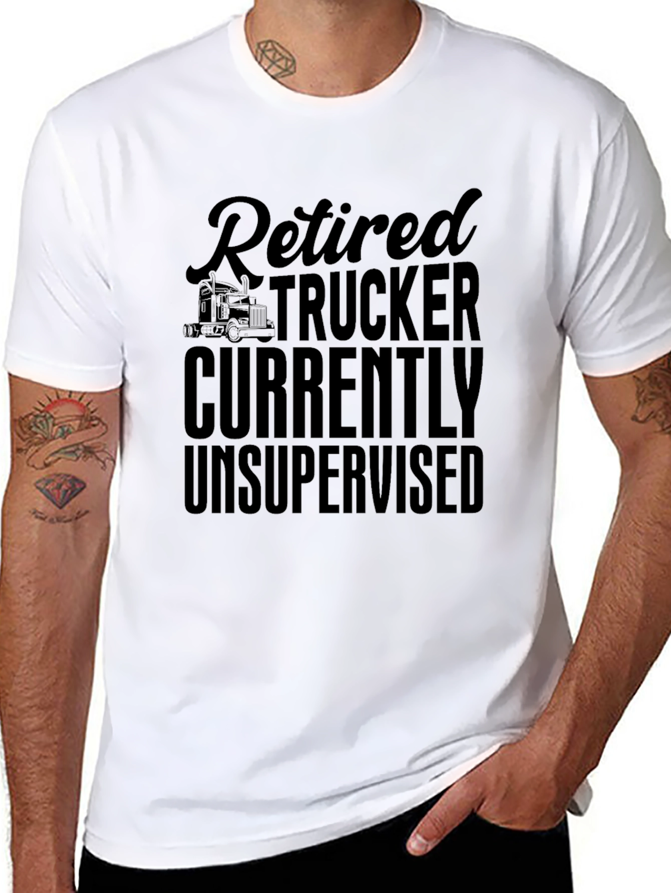 Retired Trucker Novelty Graphic T-Shirt