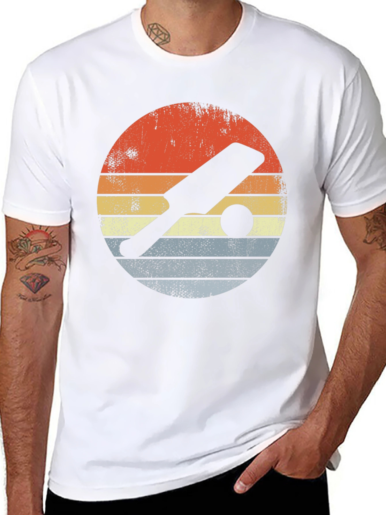 Retro Cricket Bat & Ball Graphic Tee