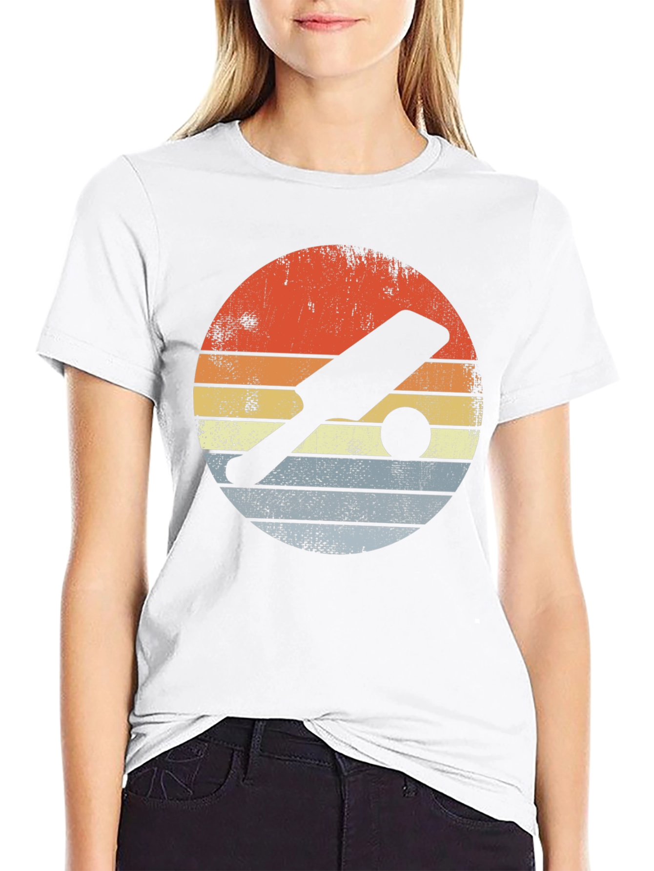 Retro Cricket Bat & Ball Graphic Tee