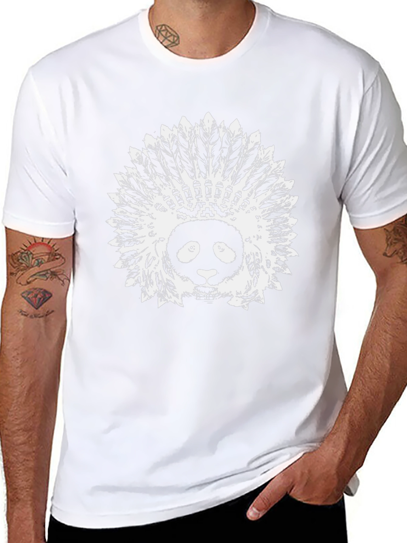 Panda Headdress Graphic Black T-Shirt