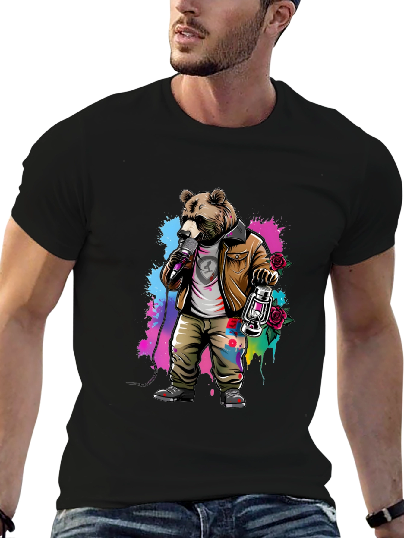 Bear Rockstar Graphic T-Shirt
