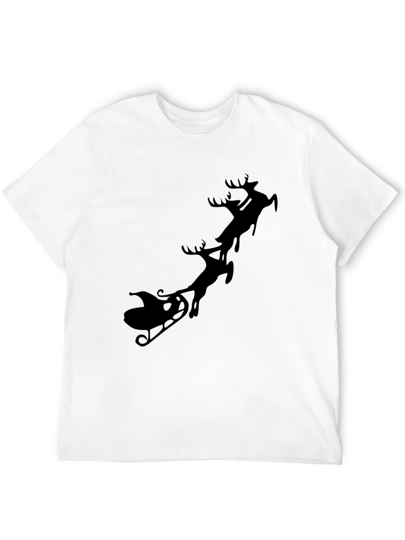 Santas Sleigh Black T-Shirt Holiday Season Tee