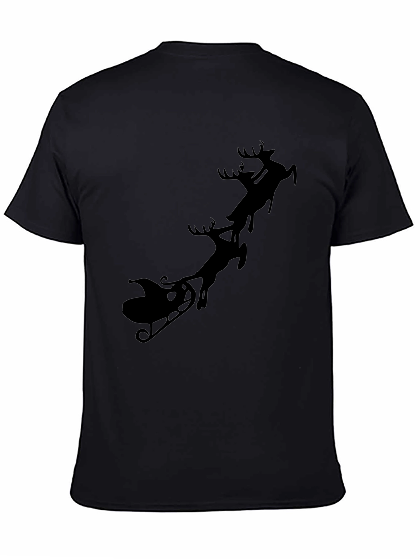 Santas Sleigh Black T-Shirt Holiday Season Tee