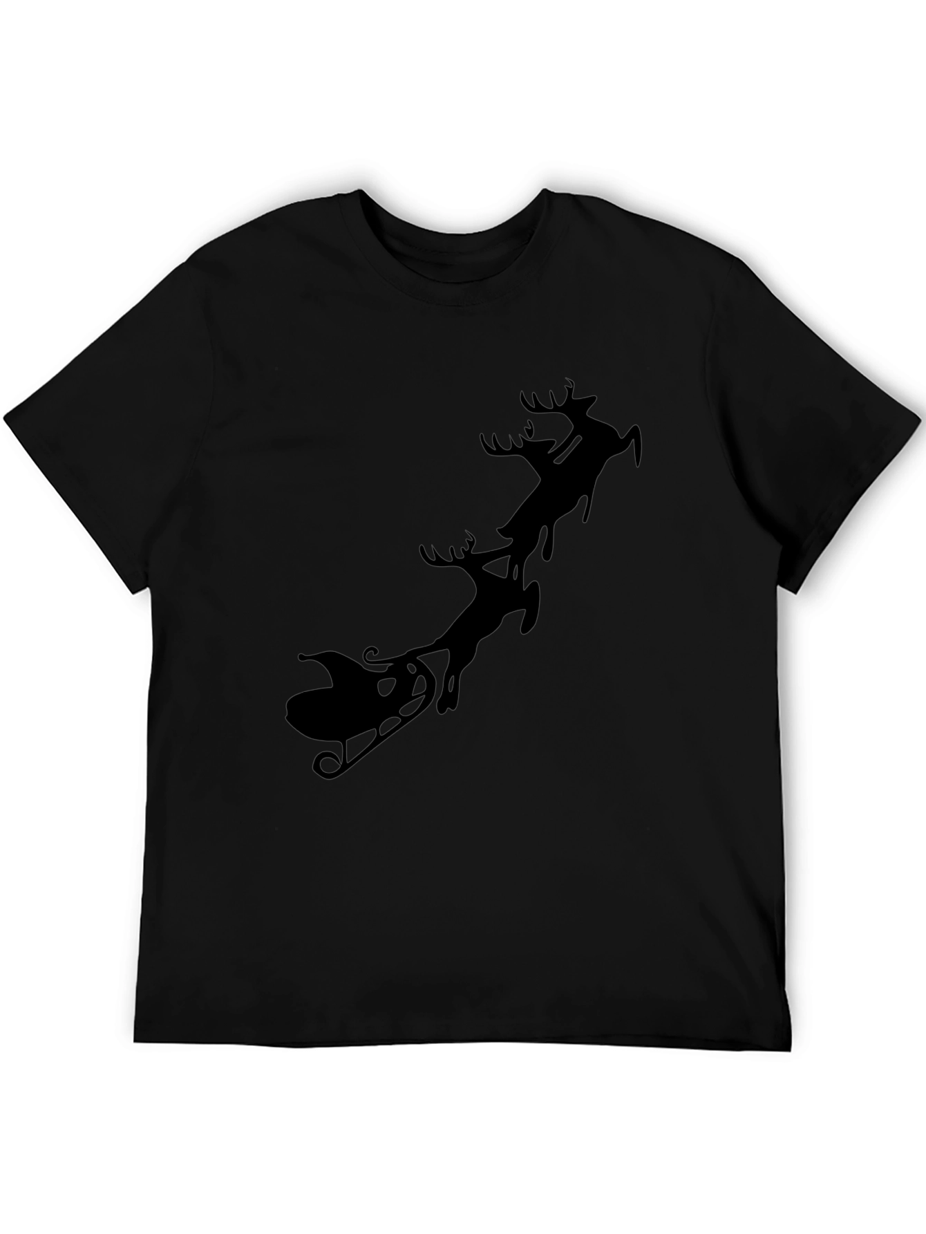 Santas Sleigh Black T-Shirt Holiday Season Tee