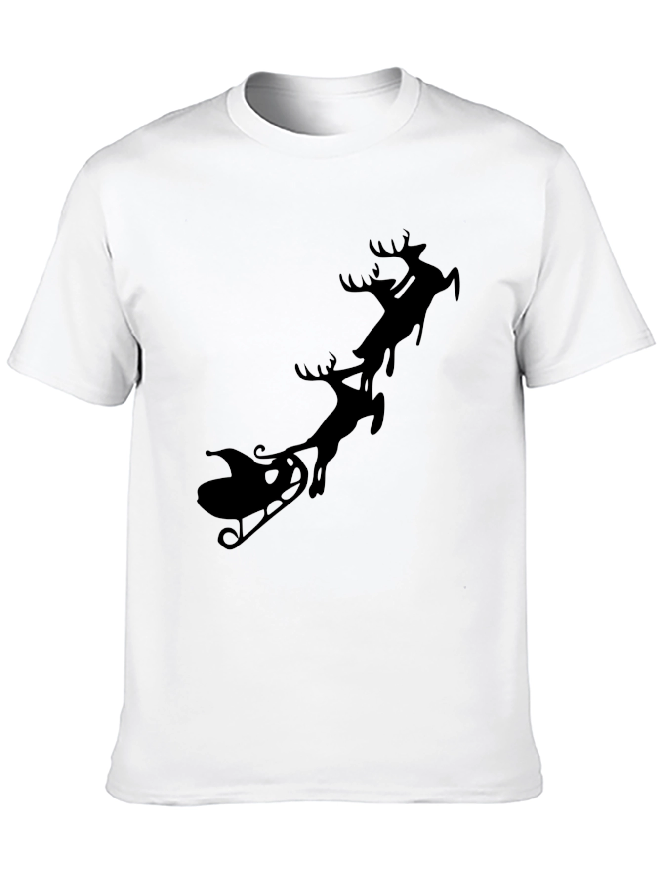 Santas Sleigh Black T-Shirt Holiday Season Tee