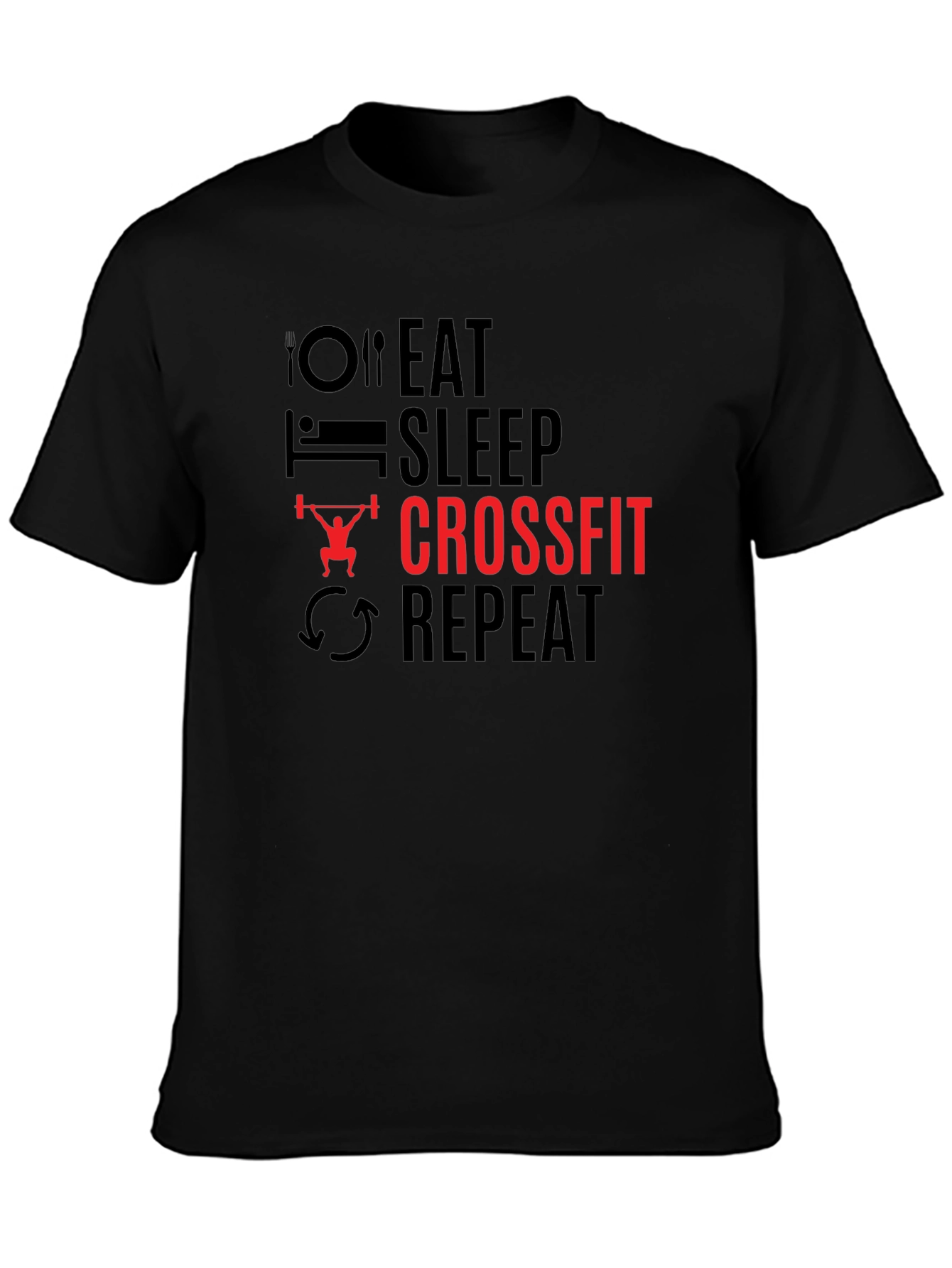 Eat Sleep Crossfit Repeat Black T-Shirt