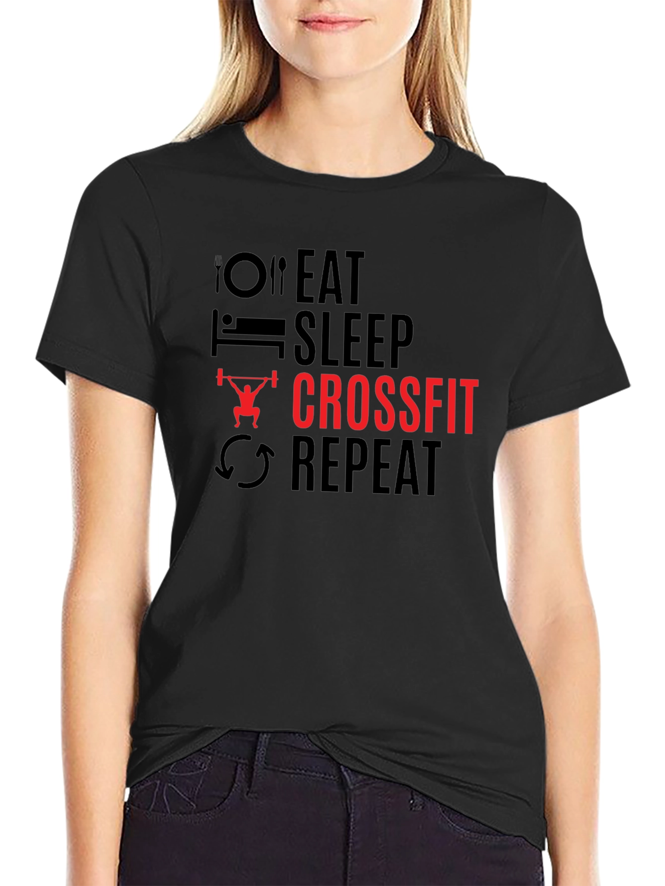 Eat Sleep Crossfit Repeat Black T-Shirt